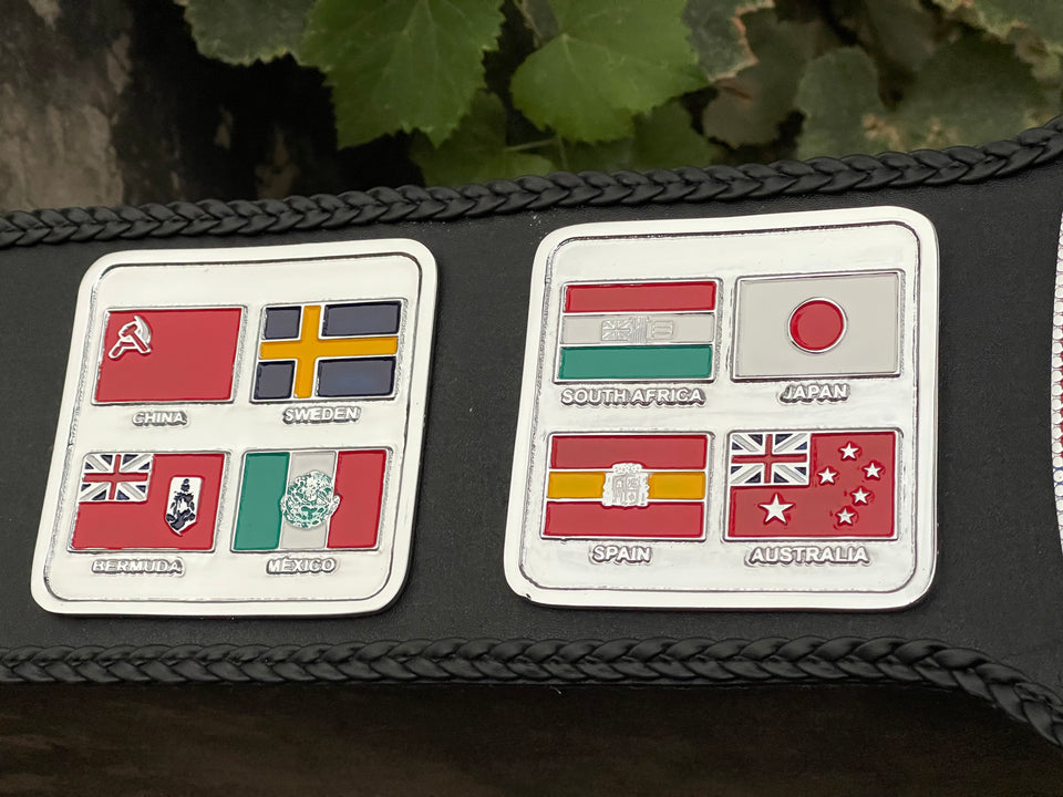 WCW Television Championship replica belt, side plates close-up