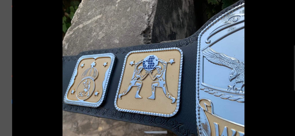 Mid-South Tag Team Championship replica belt, side plate close-up