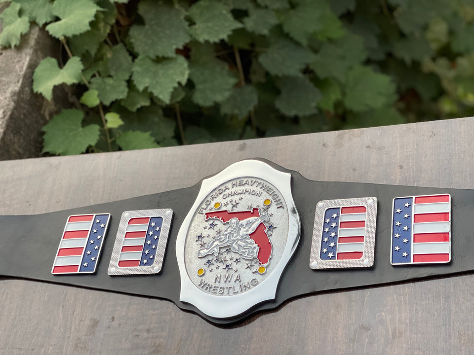 NWA Florida Heavyweight Championship replica belt, angled view, photo 6