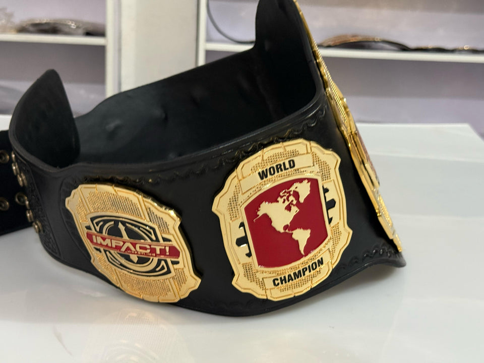 Impact World Championship replica belt, side plates close-up, photo 11
