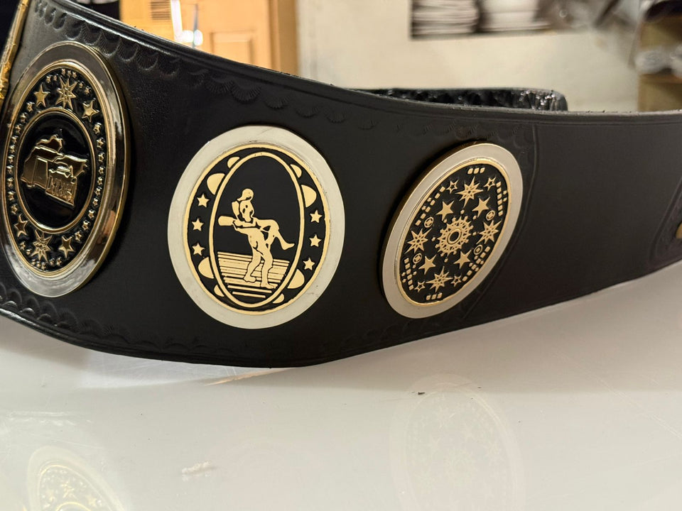 AWA Southern Heavyweight Title replica belt, side plate close-up, photo 5
