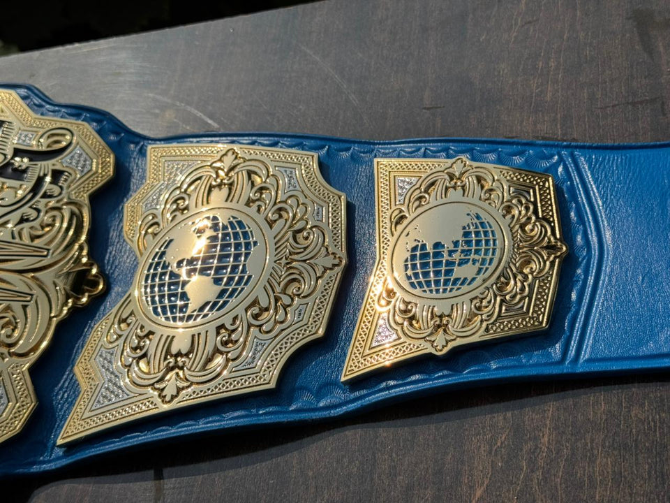 TNA International Championship replica belt, side plates close-up