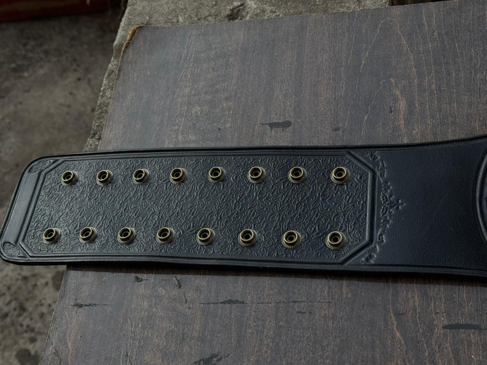 ONE World Championship replica belt, strap tail close-up
